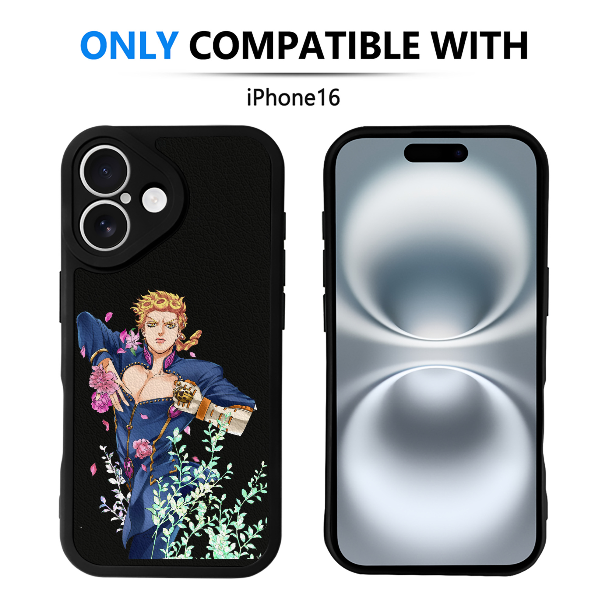 （画像用） ジョジョの奇妙な冒険 ジョルノ?ジョバァーナ JoJo's Bizarre Adventure Giorno Giovanna 【iPhone 16シリーズ対応】シリコンスマホケース（レザー調） 材質：シリコン